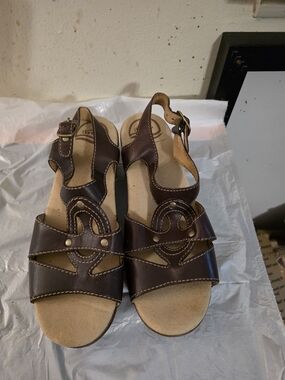 Dansko Brown Leather Open-Toe Slingback Sandals